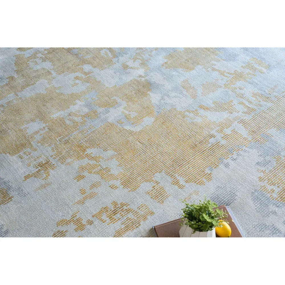Elijah Abstract Patterned Rug Sample - Gold, Wool