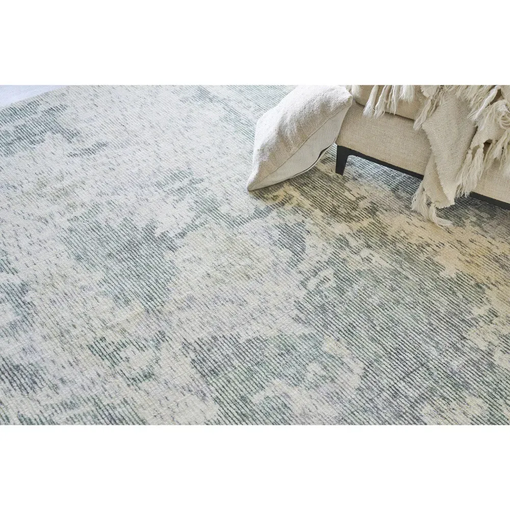 Elijah Abstract Patterned Rug Sample - Green, Wool