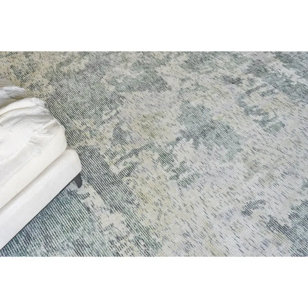 Elijah Abstract Patterned Rug Sample - Green, Wool