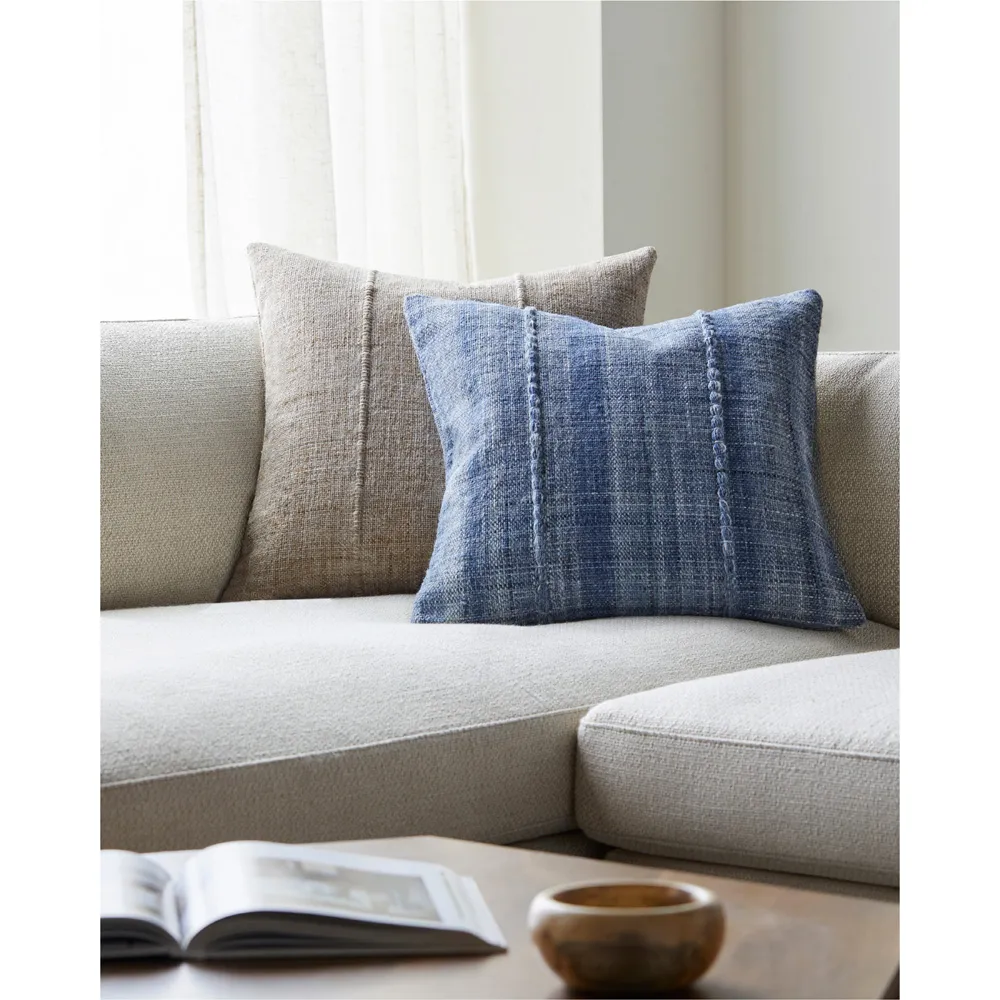 Elijah Indoor Outdoor Throw Pillow - Blue, Recycled PET