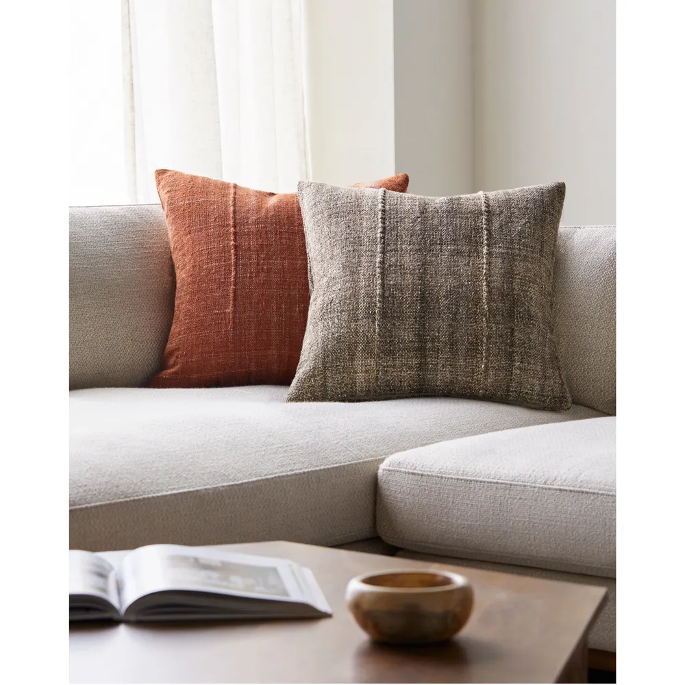 Elijah Indoor Outdoor Throw Pillow - Brown, Recycled PET