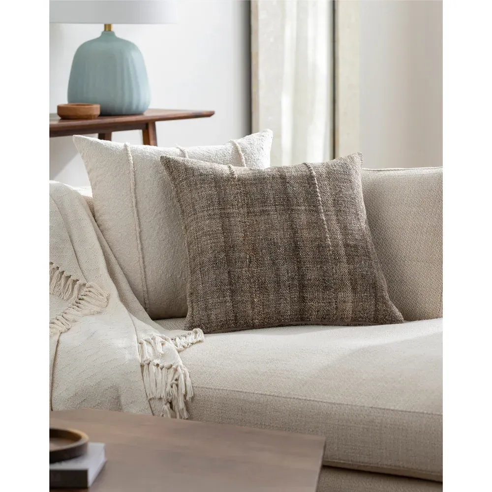 Elijah Indoor Outdoor Throw Pillow - Brown, Recycled PET