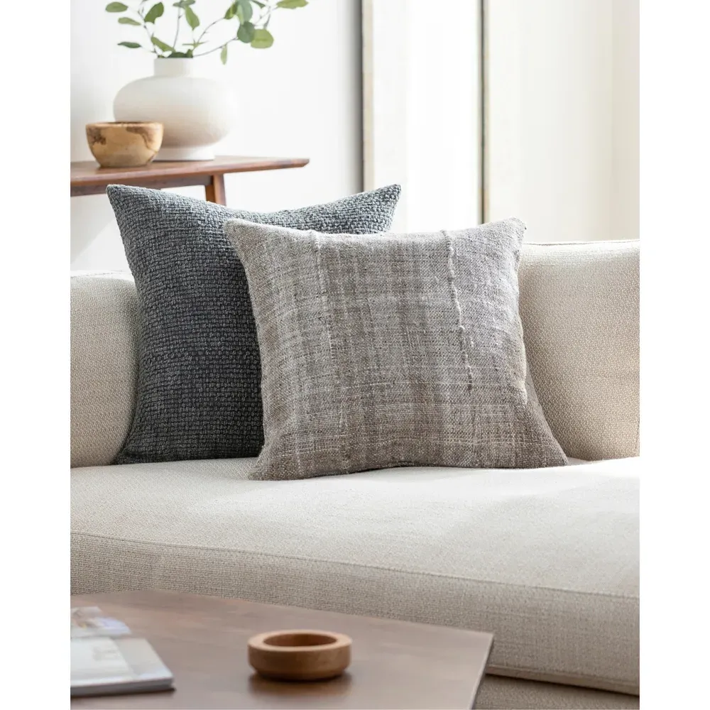 Elijah Indoor Outdoor Throw Pillow - Dark Grey, Recycled PET