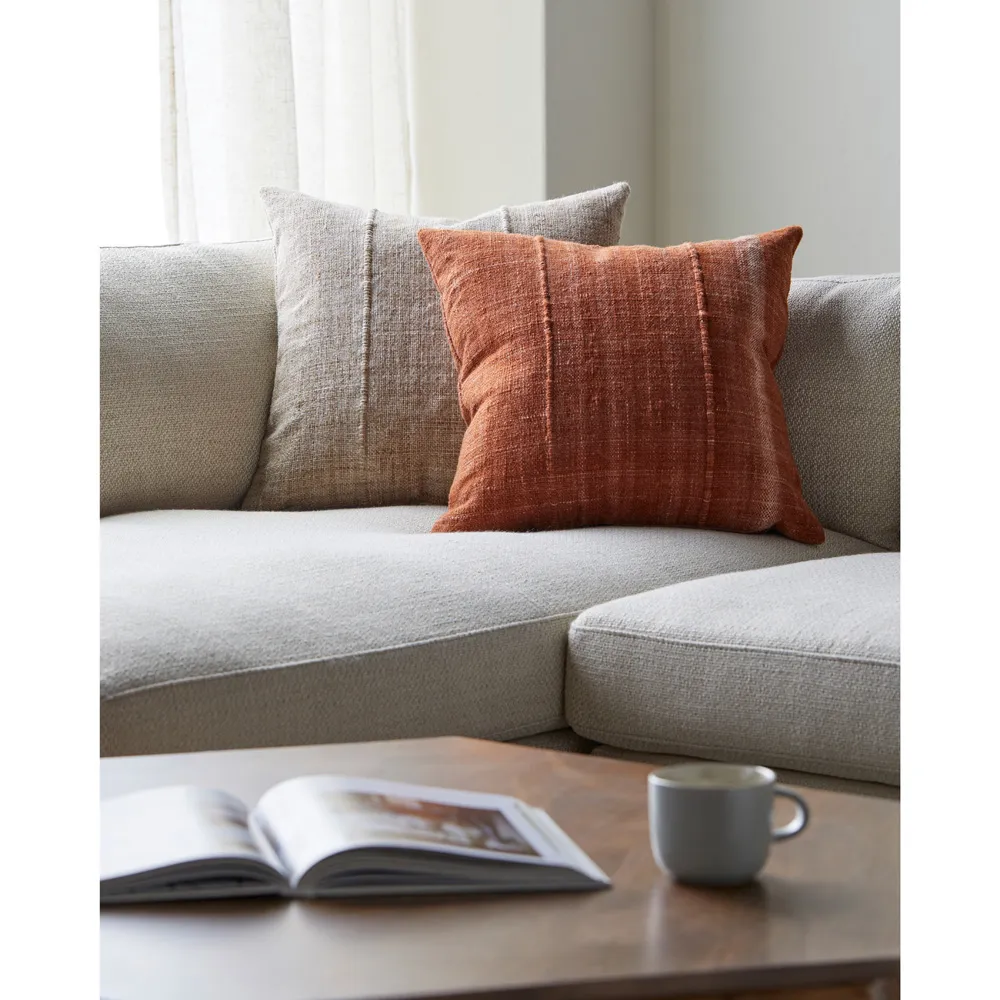 Elijah Indoor Outdoor Throw Pillow - Red, Recycled PET