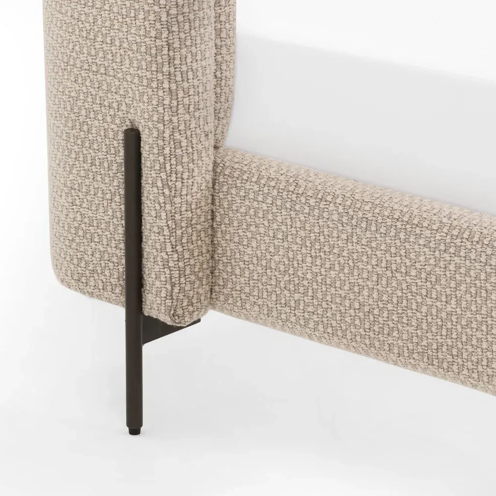 Elijah King Size Wingback Bed - Beige