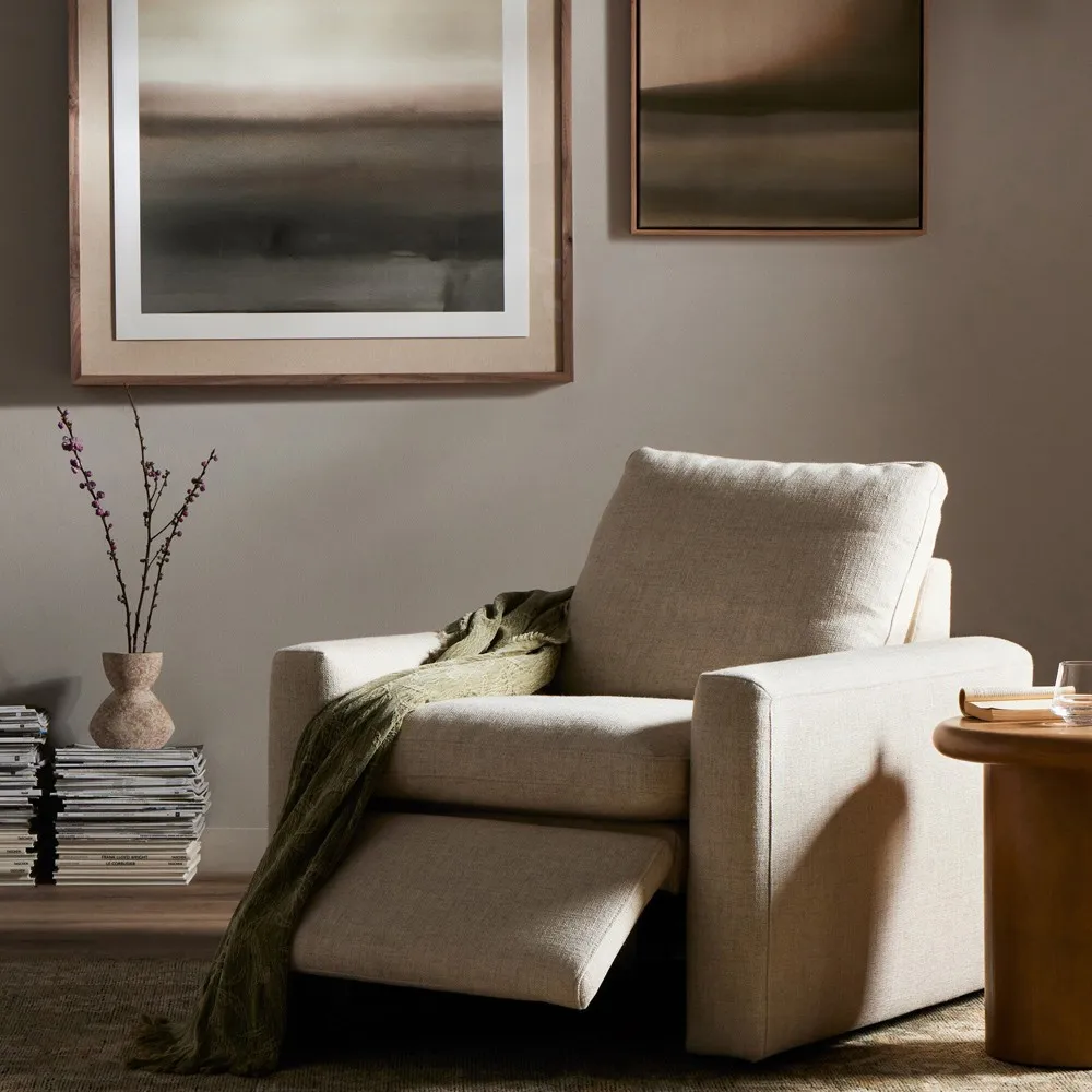 Elijah Power Recliner Chair - Beige, Performance Fabric