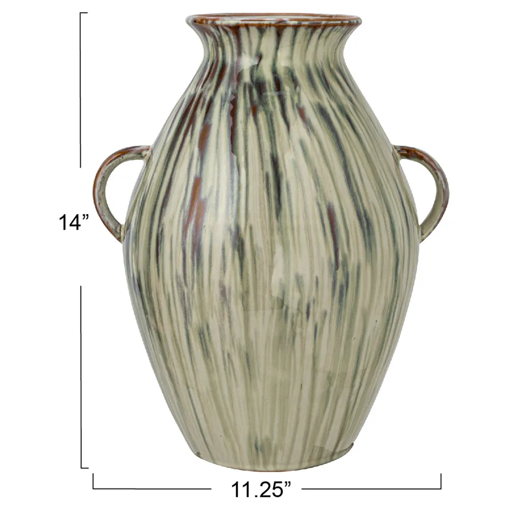 Elina French Country Table Vase - Green, Stoneware