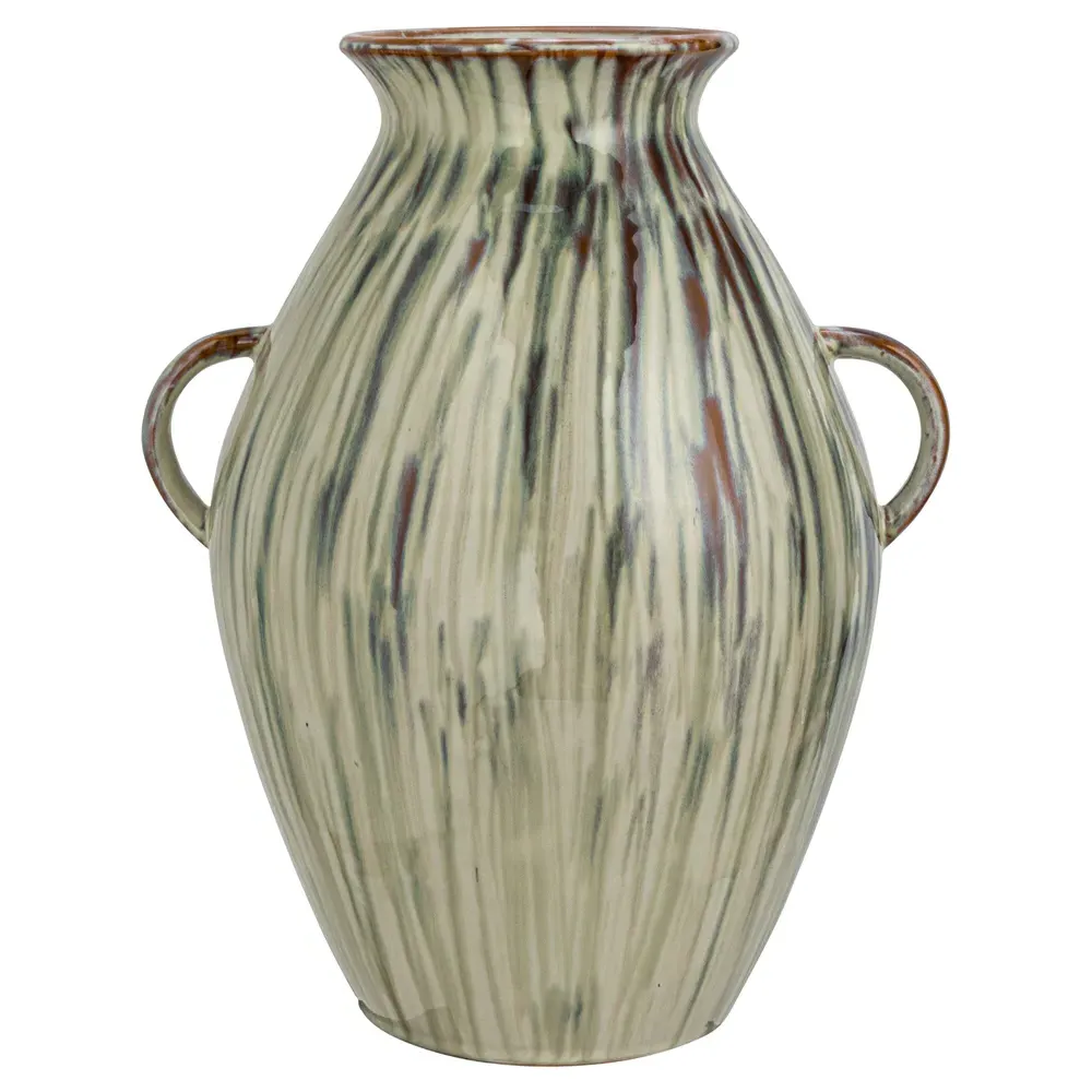 Elina French Country Table Vase - Green, Stoneware image