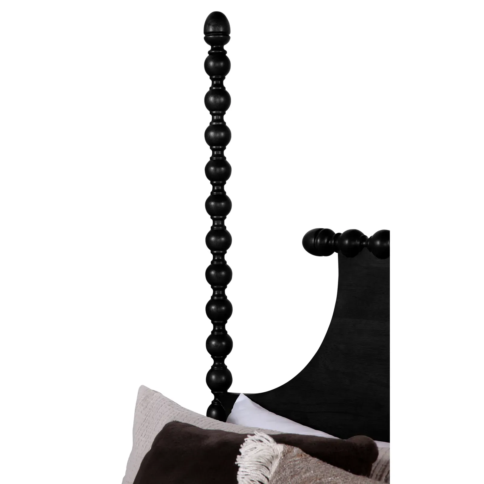 Elio King Size Spindle Poster Bed - Black, Rubberwood