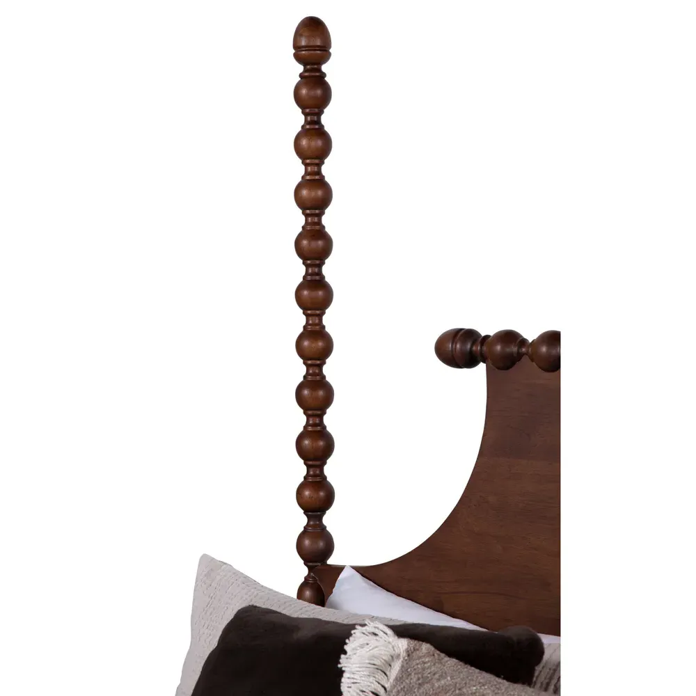 Elio Queen Size Spindle Poster Bed - Brown, Rubberwood