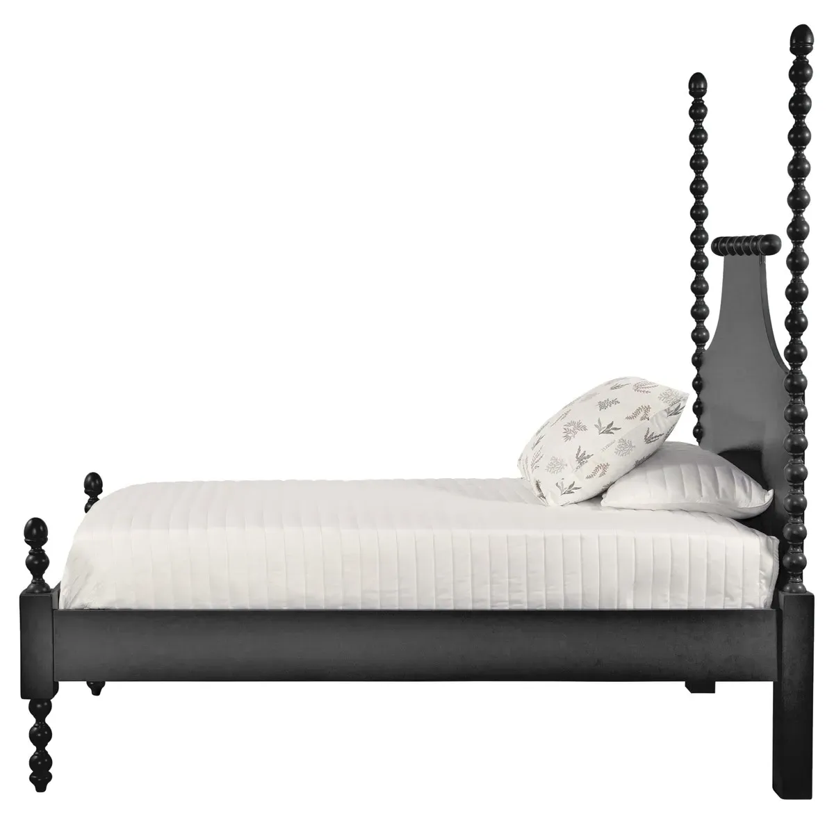 Elio Twin Size Spindle Poster Bed - Black, Rubberwood