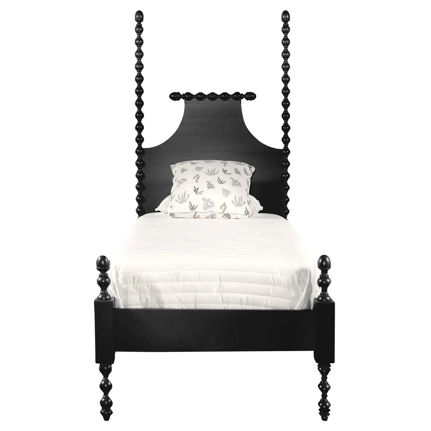 Elio Twin Size Spindle Poster Bed - Black, Rubberwood image