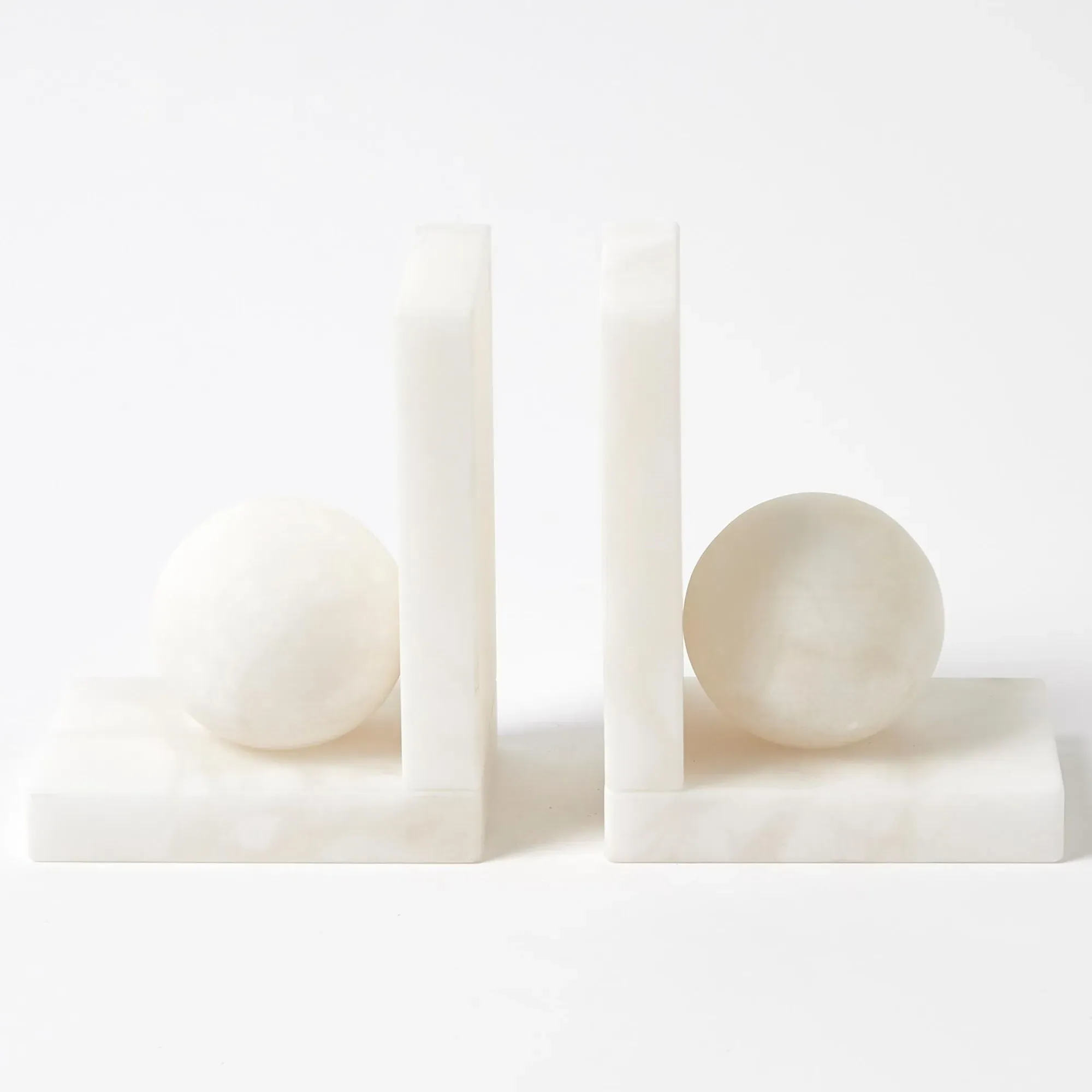 Elise Ball Bookends - White, Alabaster