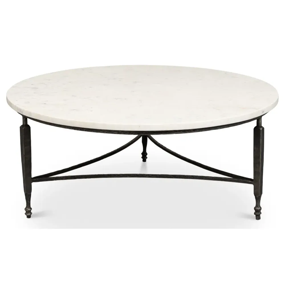 Elise Round Coffee Table - Black, Marble