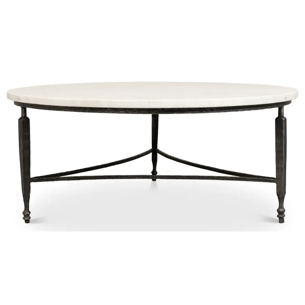 Elise Round Coffee Table - Black, Marble