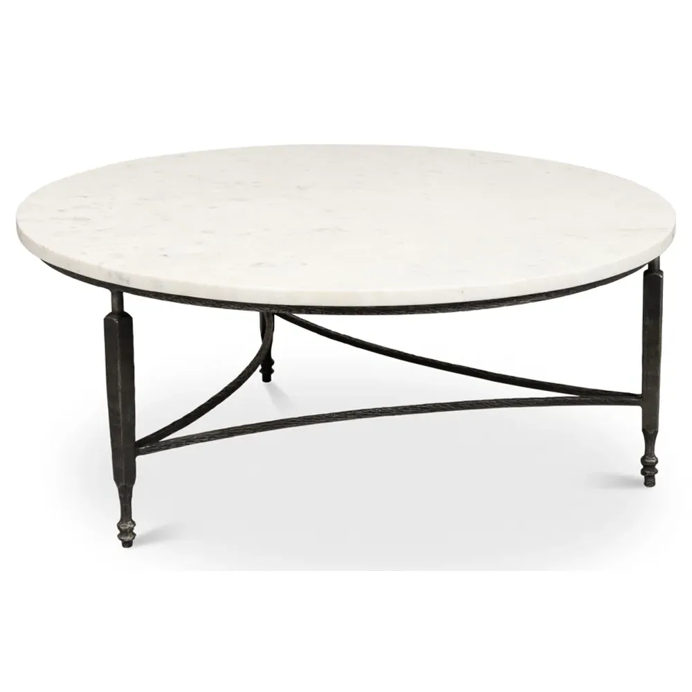 Elise Round Coffee Table - Black, Marble