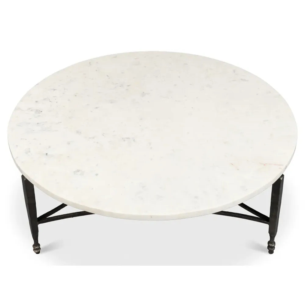 Elise Round Coffee Table - Black, Marble