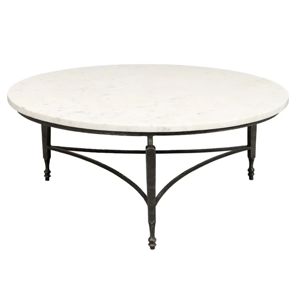 Elise Round Coffee Table - Black, Marble image