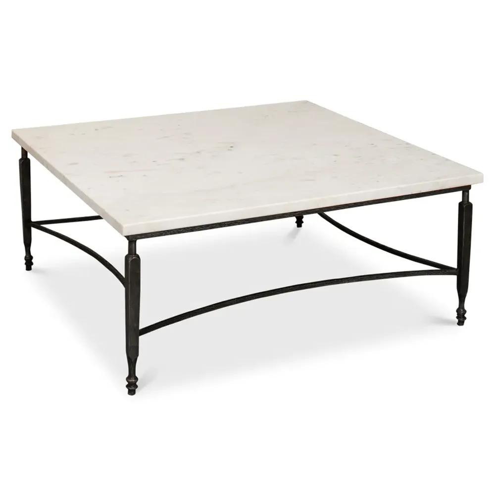 Elise Square Coffee Table - Black, Marble