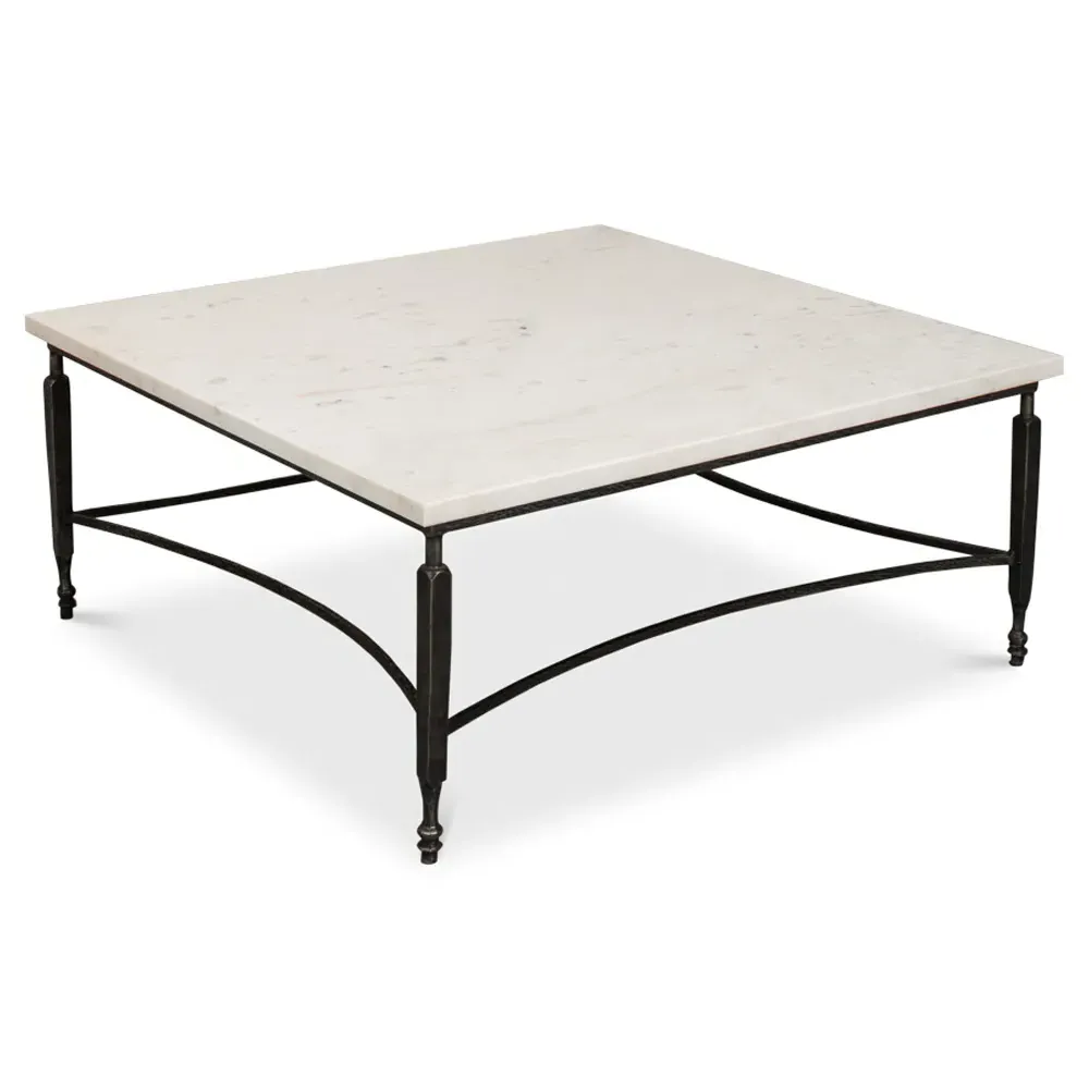 Elise Square Coffee Table - Black, Marble