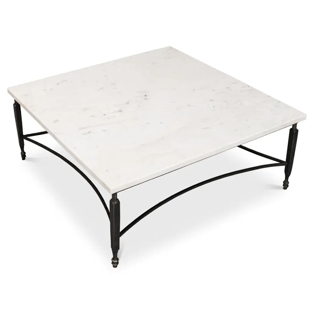 Elise Square Coffee Table - Black, Marble