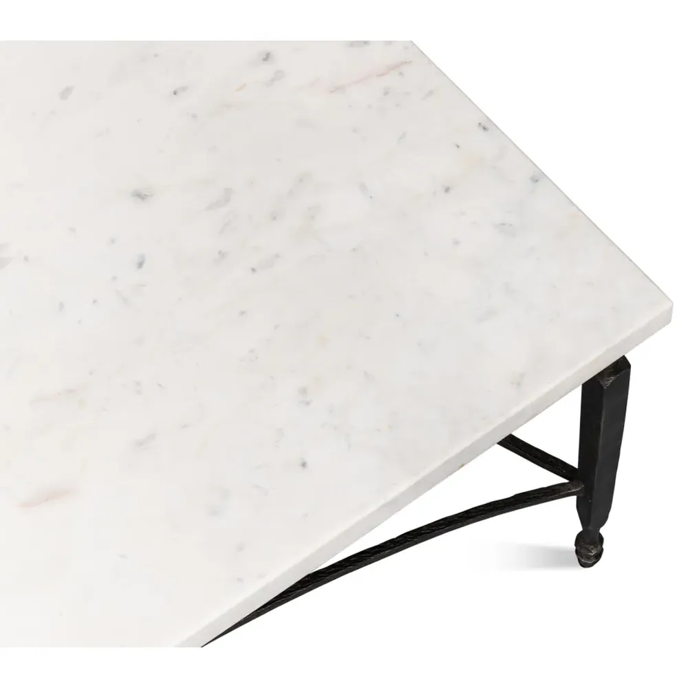 Elise Square Coffee Table - Black, Marble