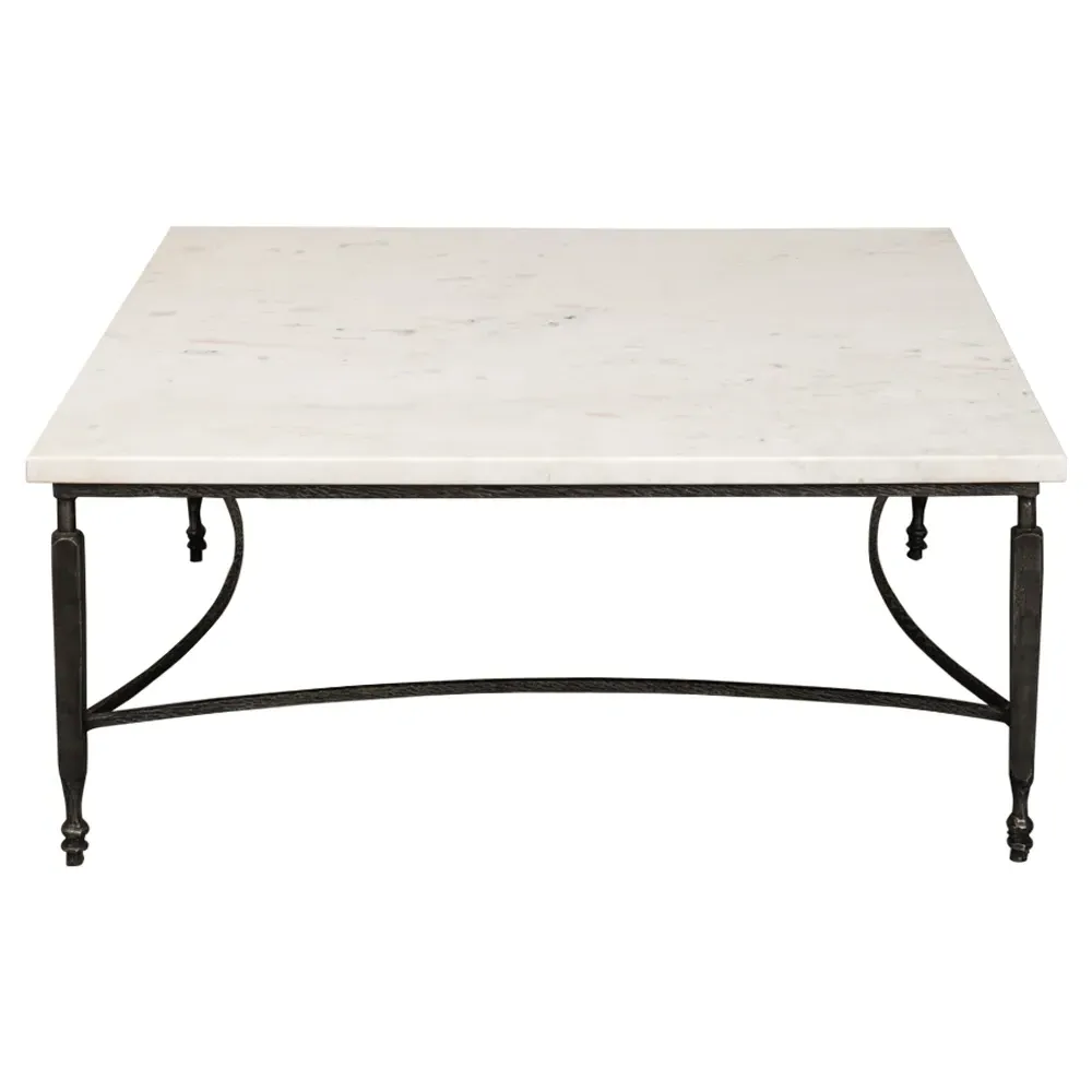 Elise Square Coffee Table - Black, Marble