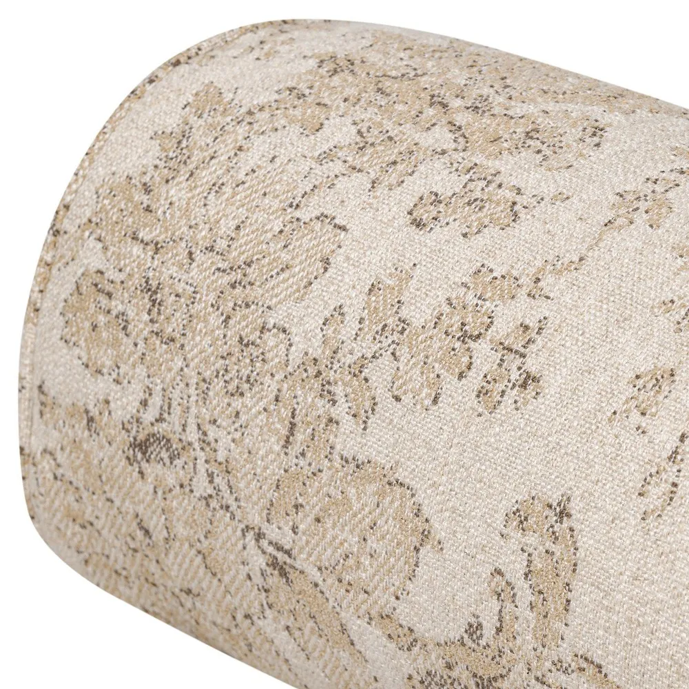 Elisha Damask Bolster Pillow - Beige, Linen Blend