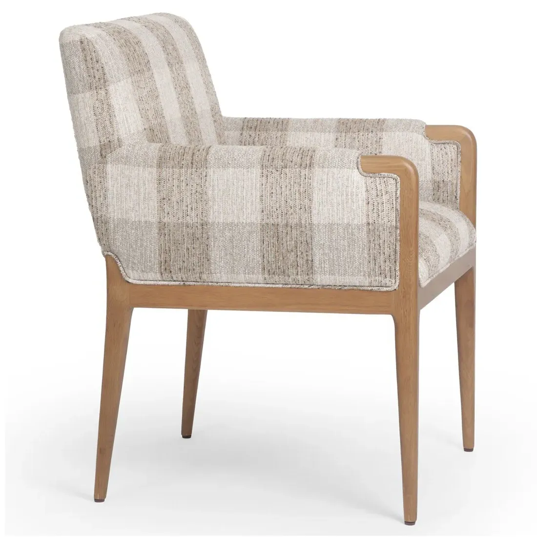 Elisha Dining Arm Chair - Checkered Beige, Oak