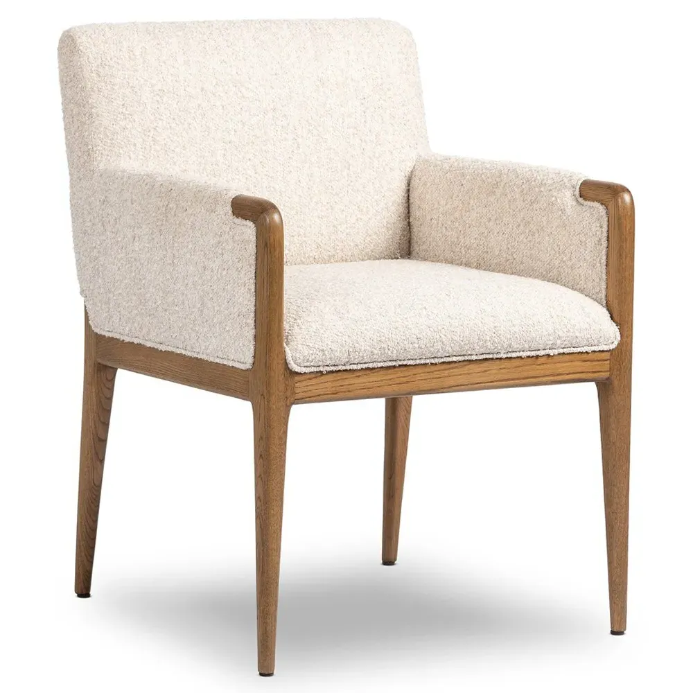 Elisha Dining Arm Chair - Cream, Brown Oak