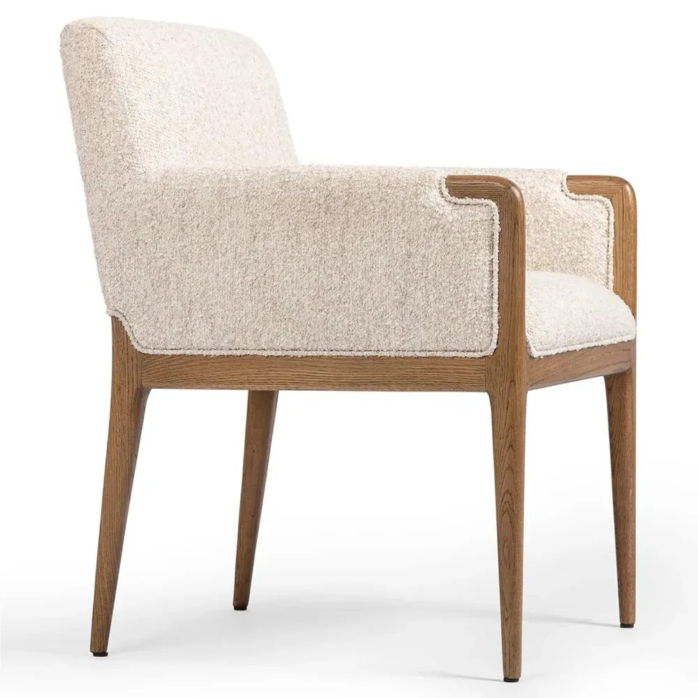 Elisha Dining Arm Chair - Cream, Brown Oak