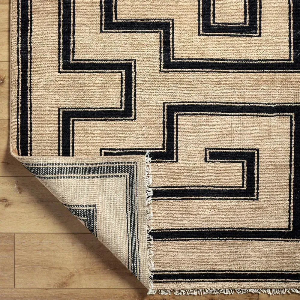 Eliza Geometric Hand Knotted Rug - Brown, Wool