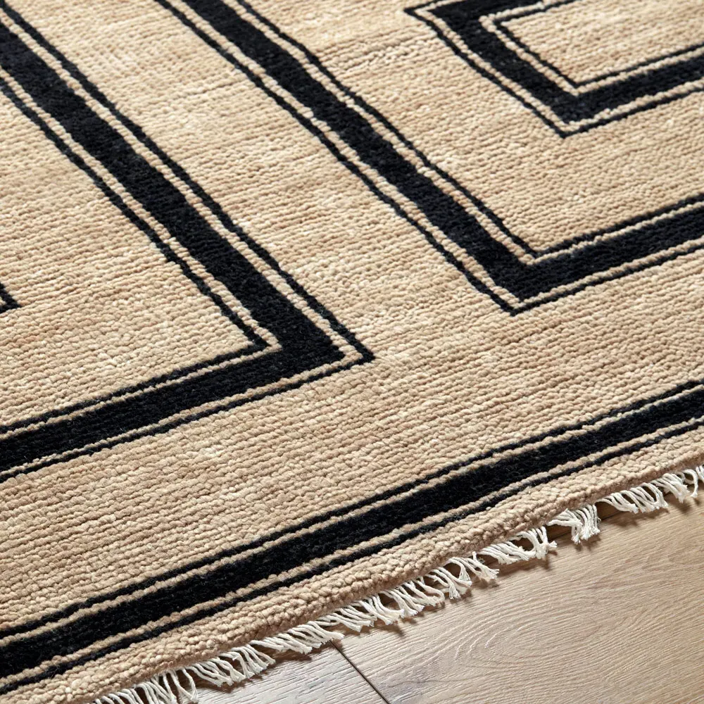 Eliza Geometric Hand Knotted Rug - Brown, Wool