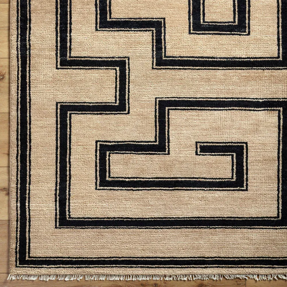 Eliza Geometric Hand Knotted Rug - Brown, Wool