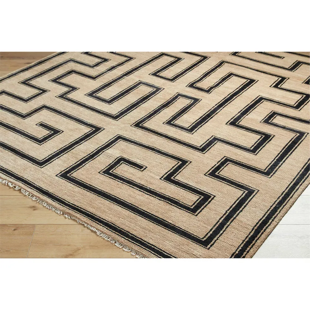 Eliza Geometric Hand Knotted Rug - Brown, Wool