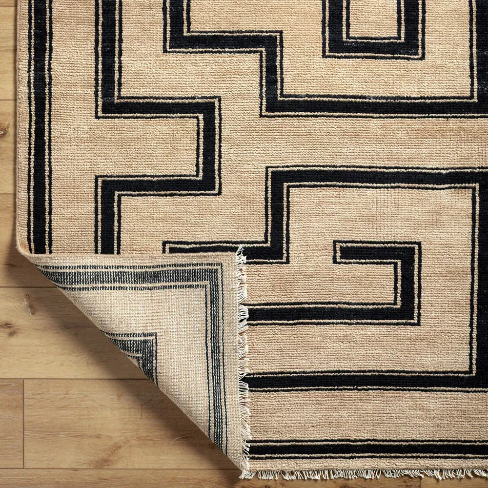 Eliza Geometric Hand Knotted Rug Sample - Brown, Wool