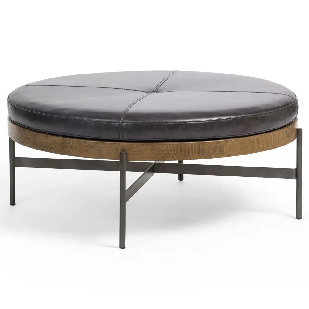 Eliza Large Round Stool - Black, Beech Wood