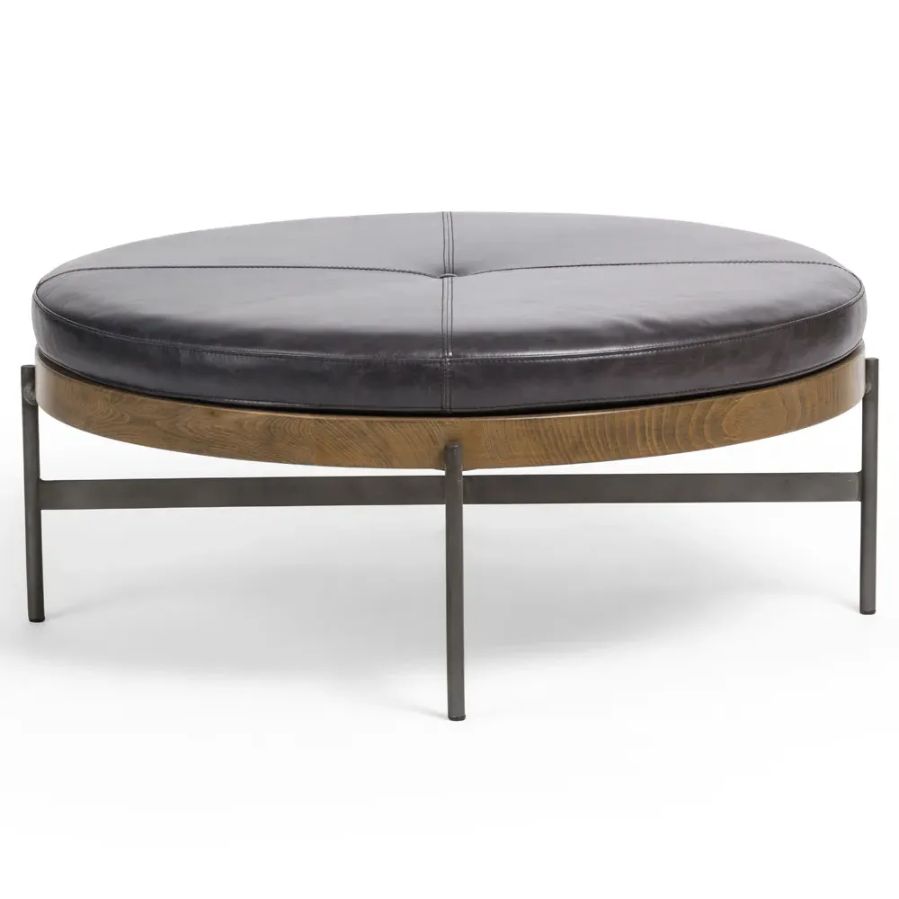 Eliza Large Round Stool - Black, Beech Wood