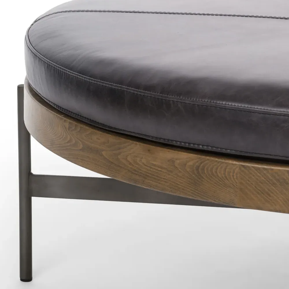 Eliza Large Round Stool - Black, Beech Wood