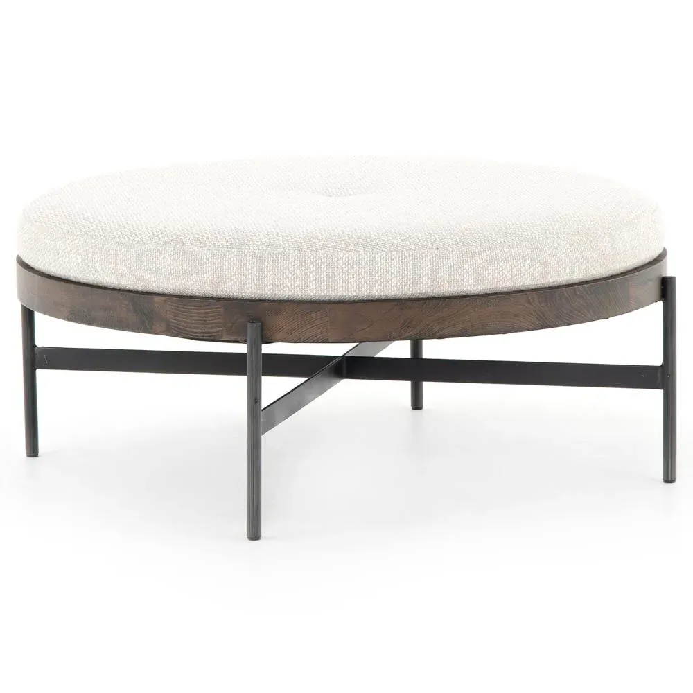 Eliza Large Round Stool - Cream, Beech Wood