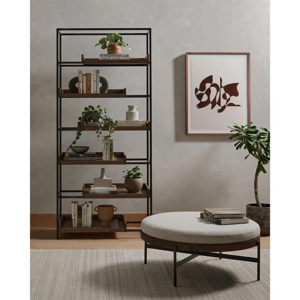 Eliza Large Round Stool - Cream, Beech Wood