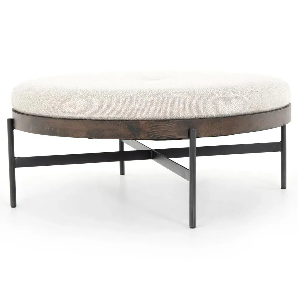 Eliza Large Round Stool - Cream, Beech Wood