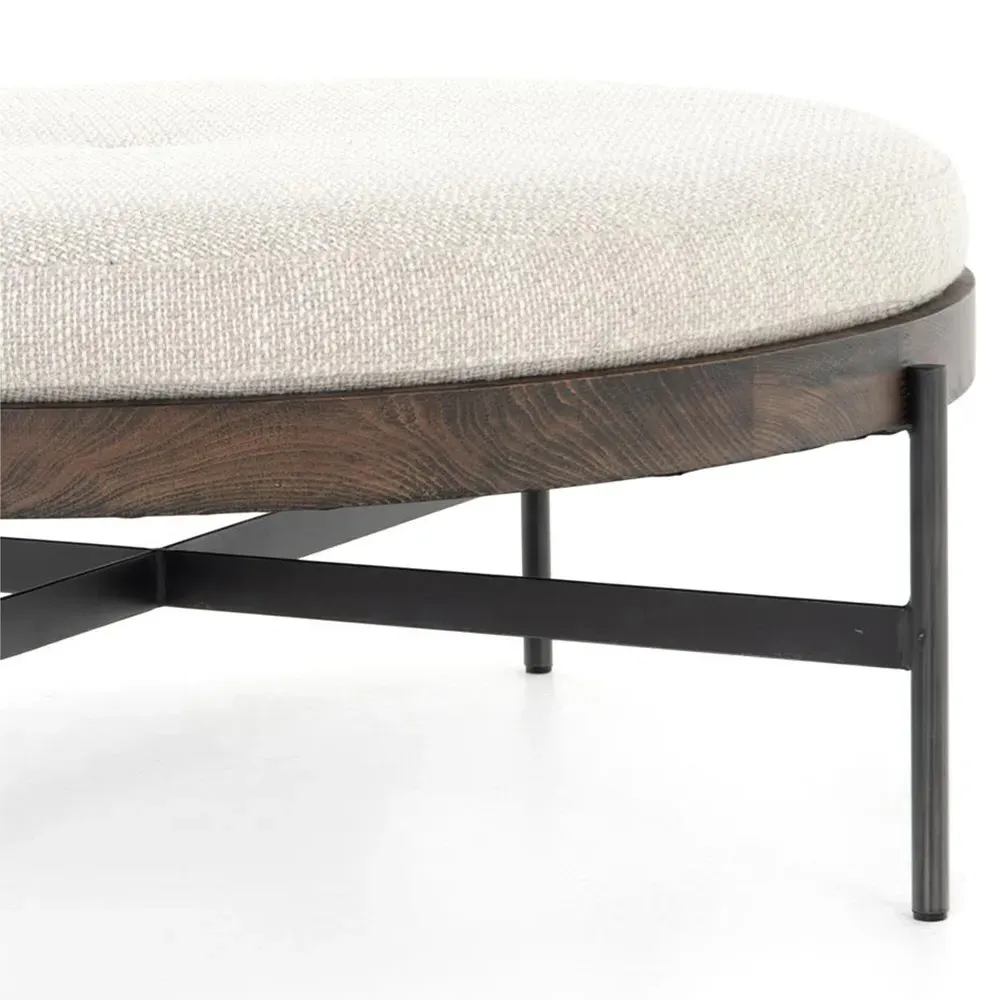 Eliza Large Round Stool - Cream, Beech Wood