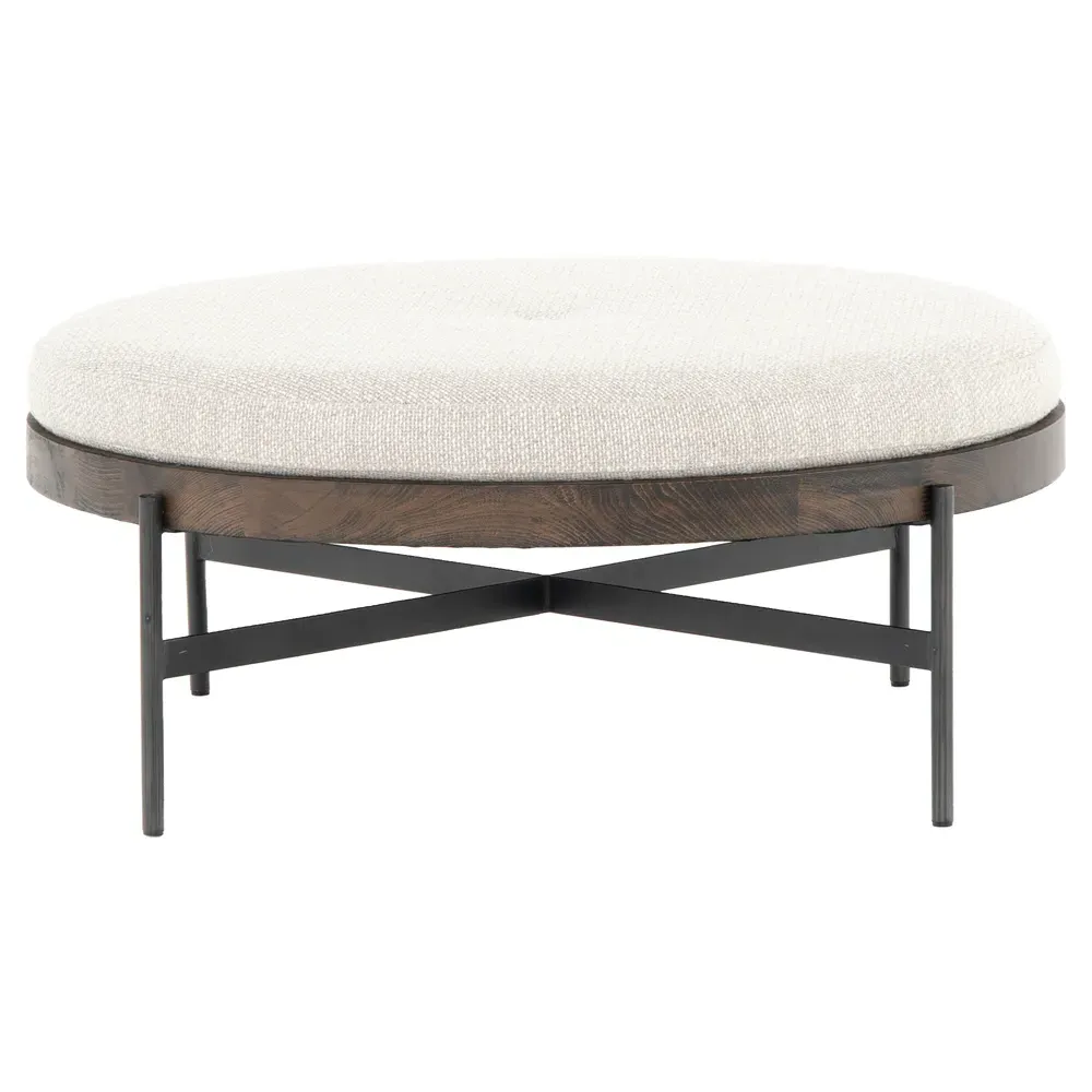 Eliza Large Round Stool - Cream, Beech Wood