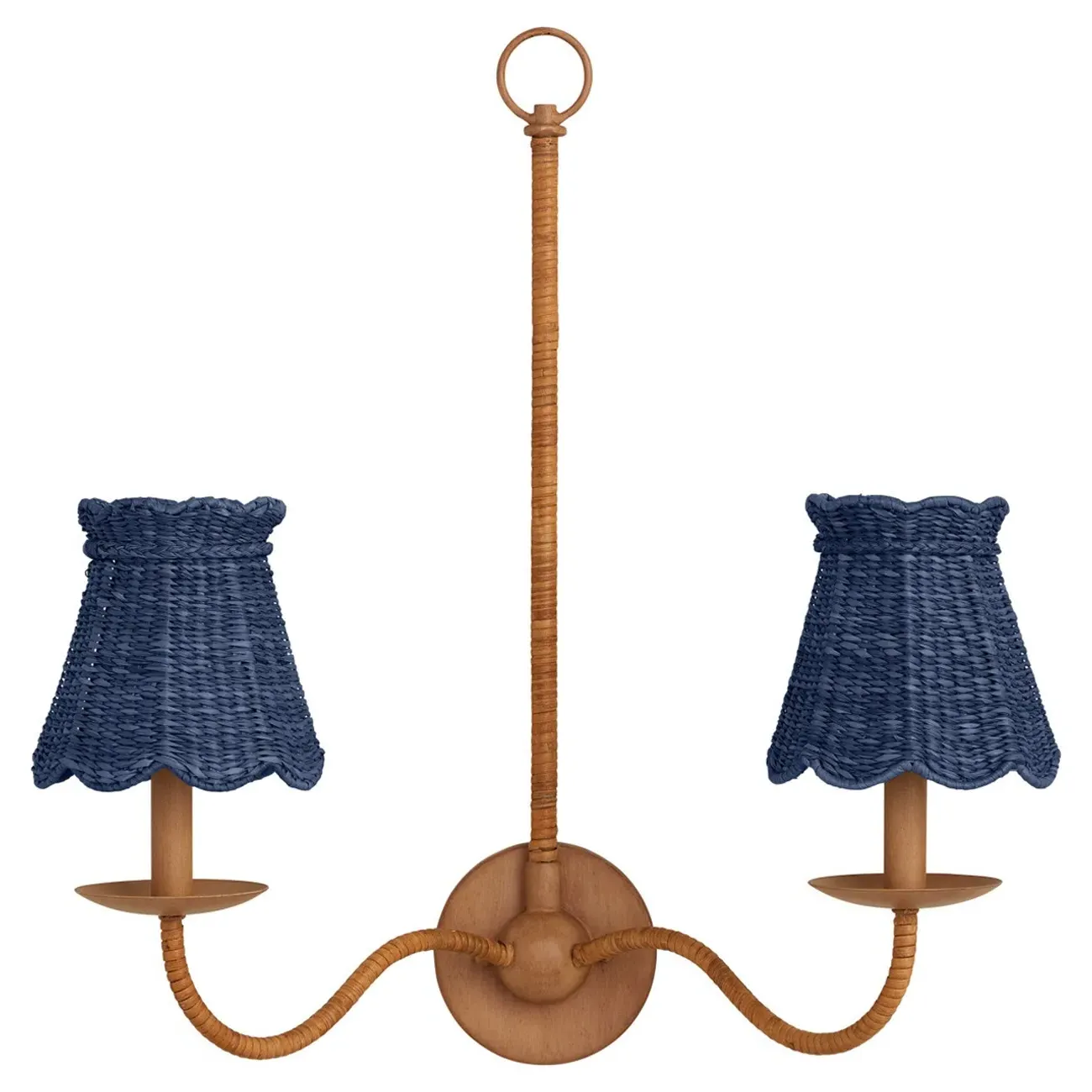 Eliza Scalloped Chandelier Shade - Indigo, Seagrass