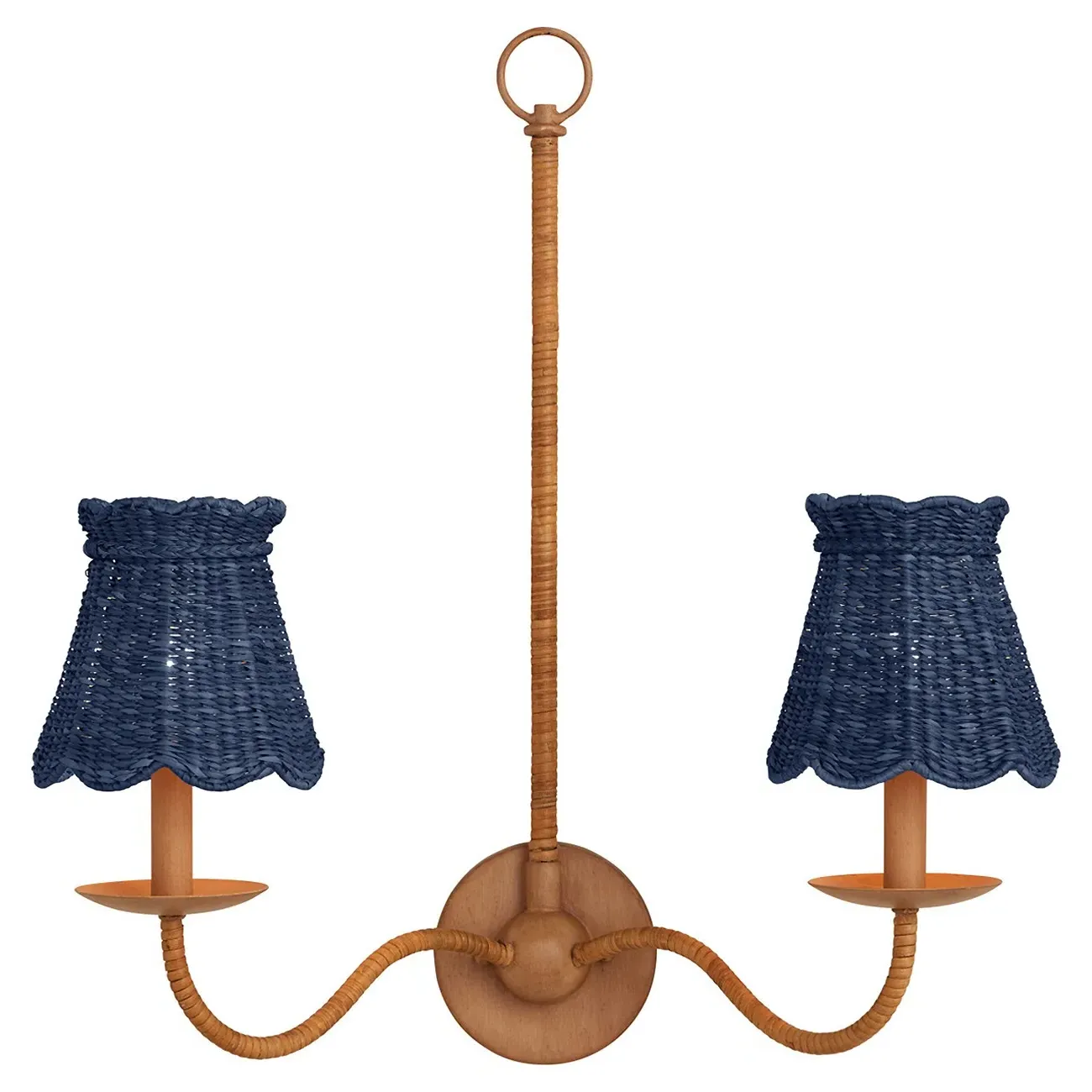 Eliza Scalloped Chandelier Shade - Indigo, Seagrass