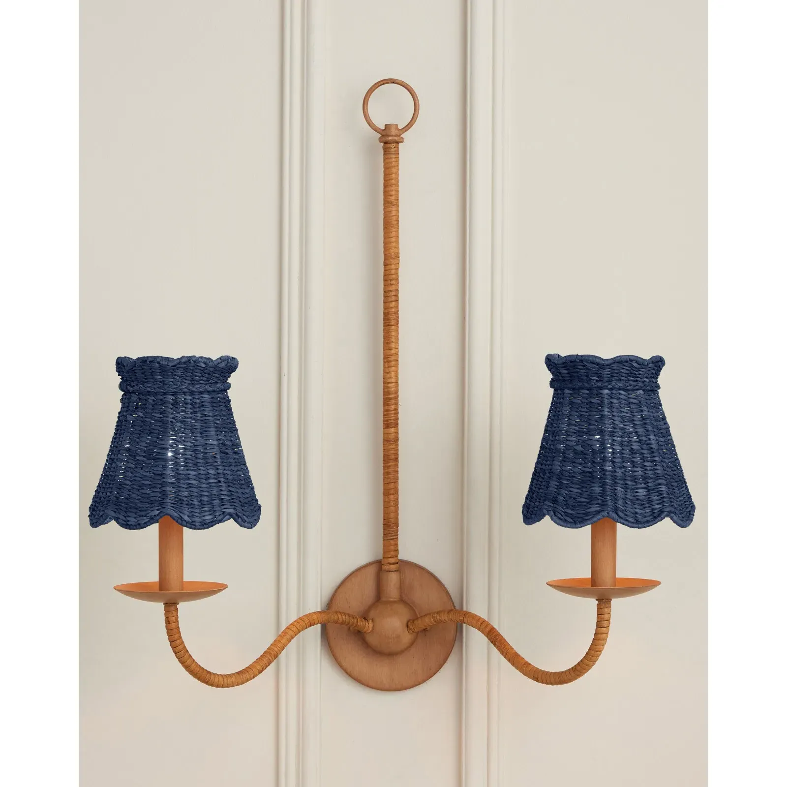 Eliza Scalloped Chandelier Shade - Indigo, Seagrass