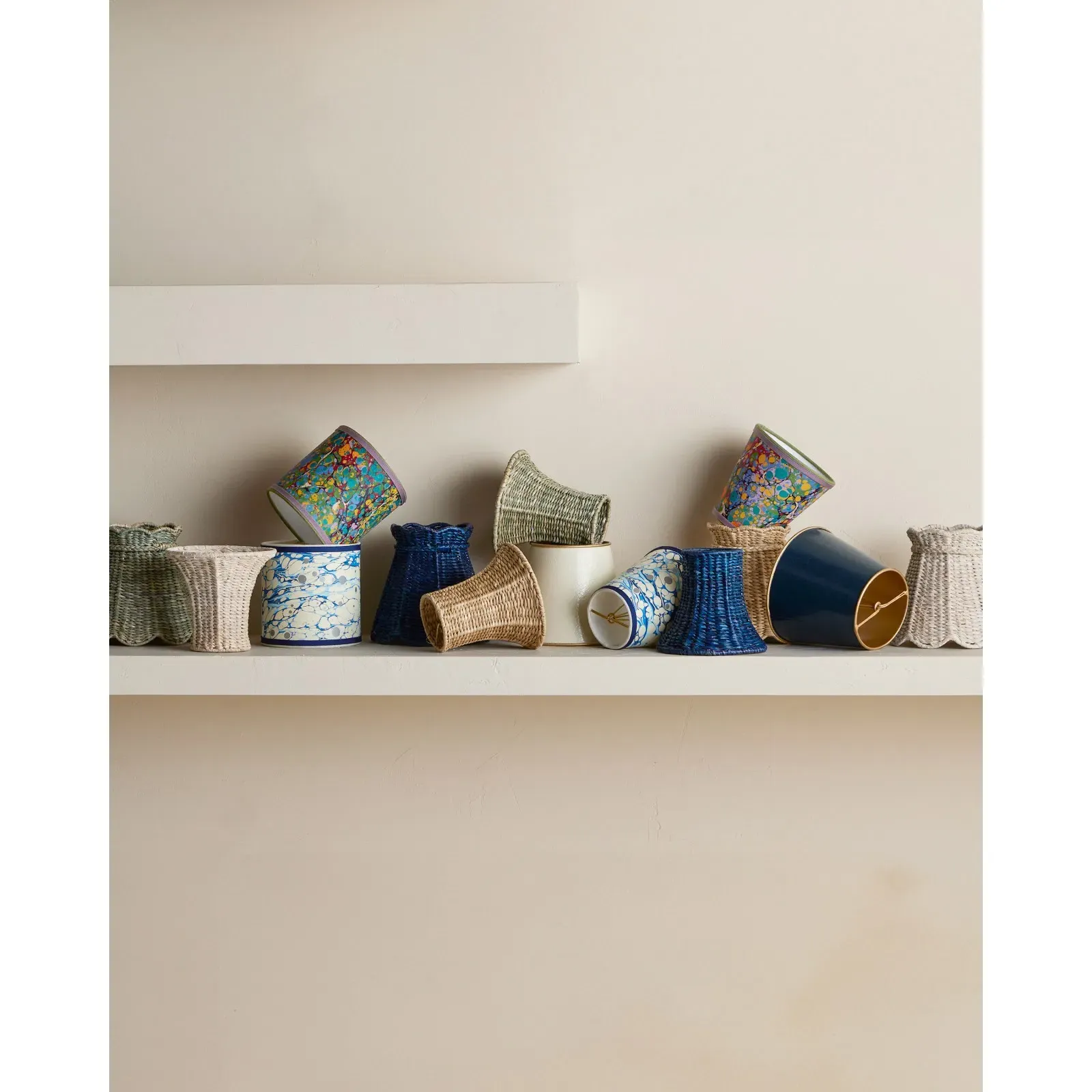 Eliza Scalloped Chandelier Shade - Indigo, Seagrass