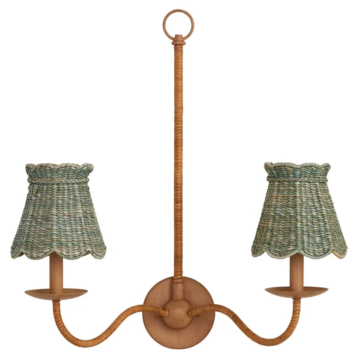 Eliza Scalloped Chandelier Shade - Light Teal, Seagrass