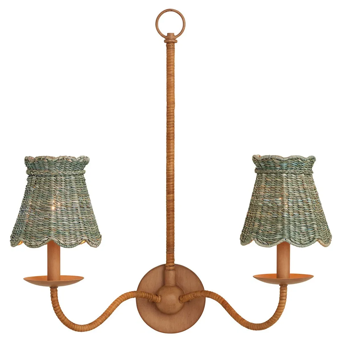 Eliza Scalloped Chandelier Shade - Light Teal, Seagrass